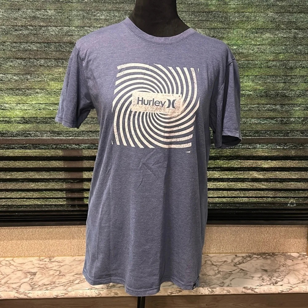 Hurley Men’s Blue Short Sleeve Crewneck Graphic Front Print T-Shirt Small